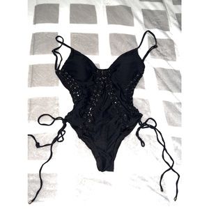 Blue life one piece bathing suit